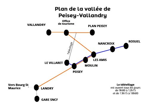 Streckennetz im Vallée Peisey-Vallandry